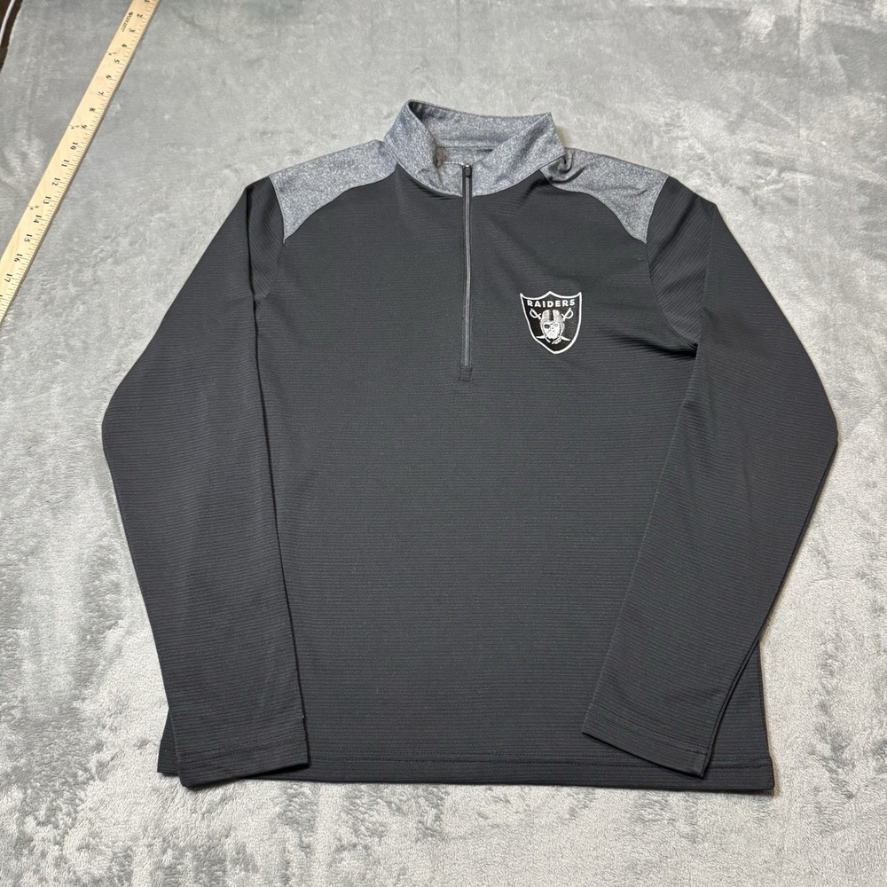 Las Vegas Raiders Quarter Zip Pullover Shirt Mens M‎ NFL Football Antigua